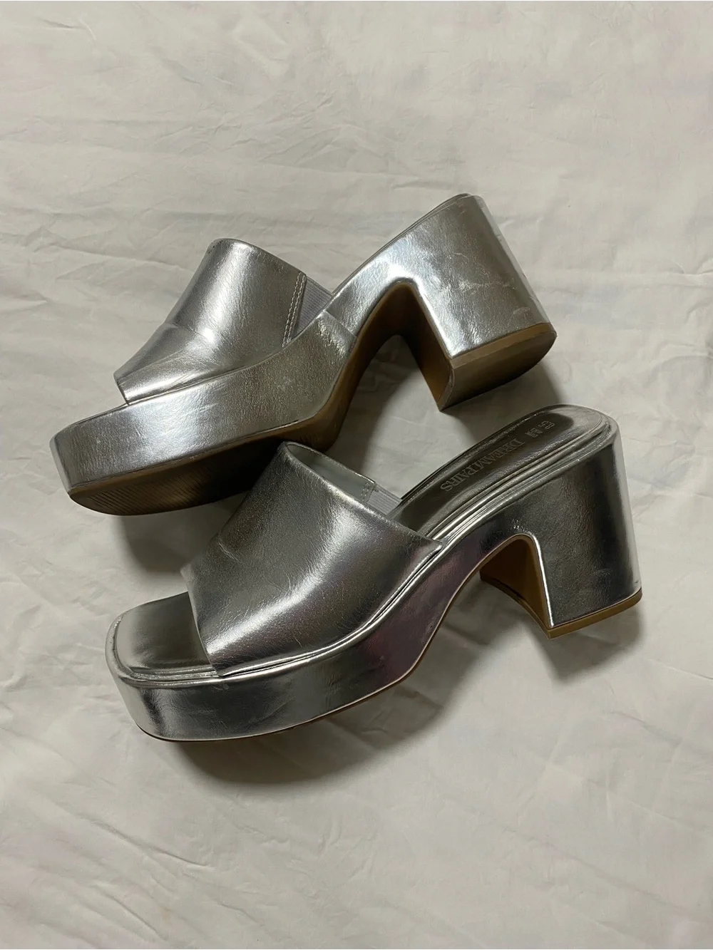 Dream Pairs Silver Platform Slide Mules